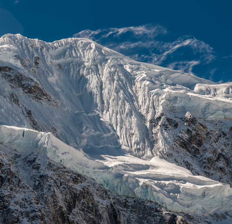 Salkantay glacial peak towering above the trek route in Peru