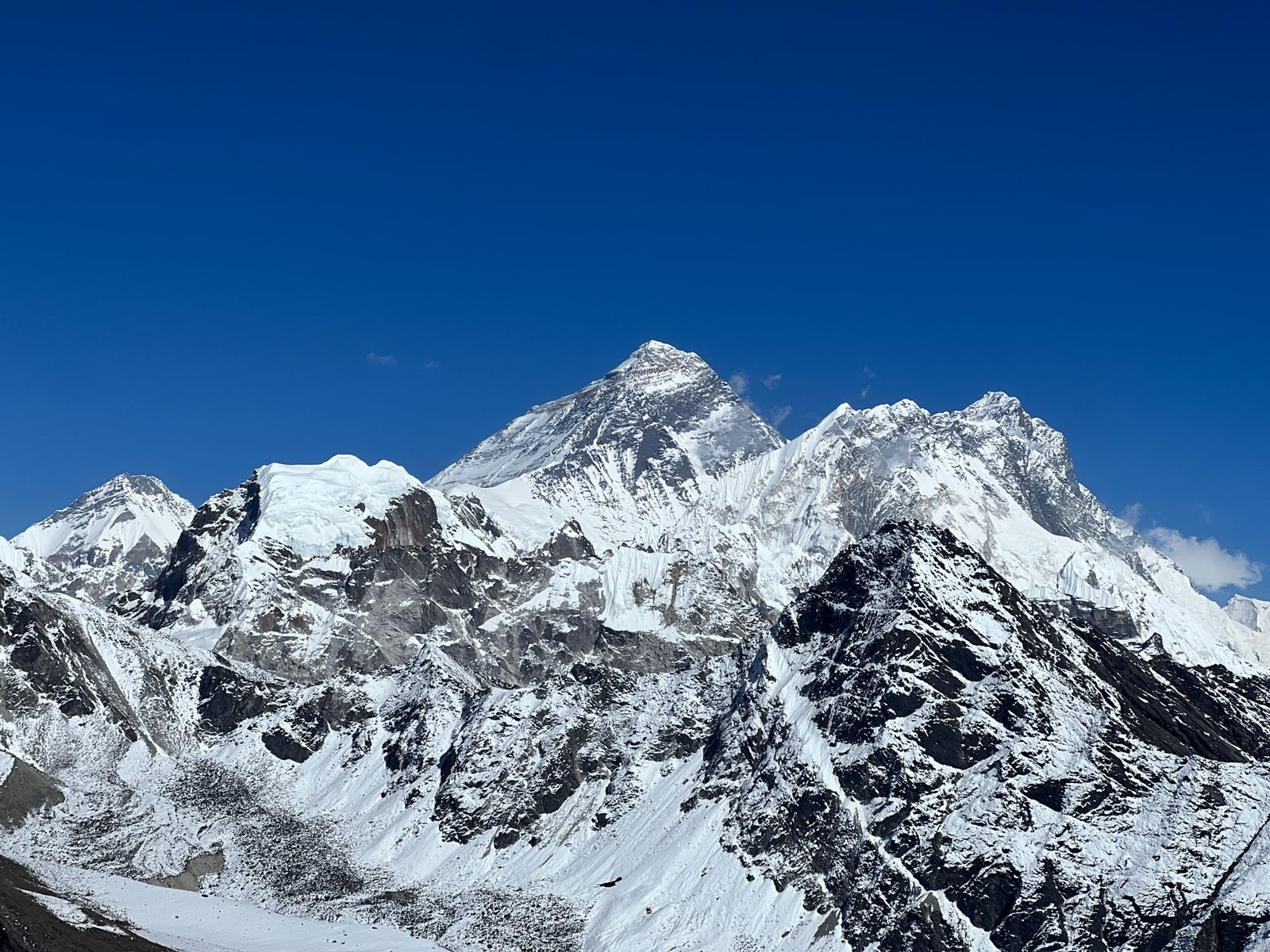 Panoramic view of Everest, Nuptse, and Lhotse from Kala Patthar